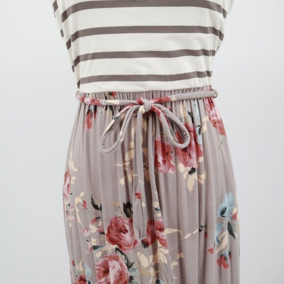 Lux & Co. Maxi Dress Womens M Gray Coastal Boho Cottagecore Grannycore Romantic - Picture 5 of 16